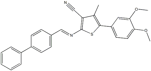 2-[([1,1'-biphenyl]-4-ylmethylene)amino]-5-(3,4-dimethoxyphenyl)-4-methylthiophene-3-carbonitrile Structure