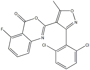 2-[3-(2,6-dichlorophenyl)-5-methylisoxazol-4-yl]-5-fluoro-4H-3,1-benzoxazin-4-one 구조식 이미지