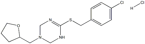 6-[(4-chlorobenzyl)thio]-3-(tetrahydrofuran-2-ylmethyl)-1,2,3,4-tetrahydro-1,3,5-triazine hydrochloride Structure