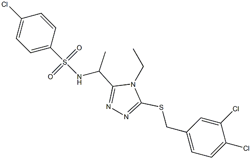 4-chloro-N-(1-{5-[(3,4-dichlorobenzyl)sulfanyl]-4-ethyl-4H-1,2,4-triazol-3-yl}ethyl)benzenesulfonamide 구조식 이미지