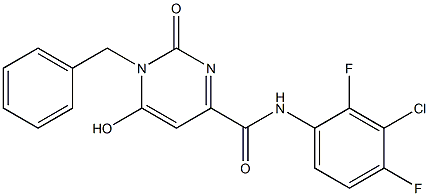 1-benzyl-N-(3-chloro-2,4-difluorophenyl)-6-hydroxy-2-oxo-1,2-dihydro-4-pyrimidinecarboxamide Structure