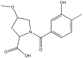 1-(3-hydroxy-4-methylbenzoyl)-4-methoxypyrrolidine-2-carboxylic acid 구조식 이미지