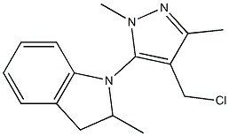 1-[4-(chloromethyl)-1,3-dimethyl-1H-pyrazol-5-yl]-2-methyl-2,3-dihydro-1H-indole 구조식 이미지