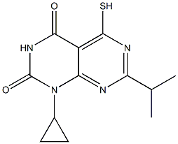 1-cyclopropyl-7-isopropyl-5-mercaptopyrimido[4,5-d]pyrimidine-2,4(1H,3H)-dione Structure