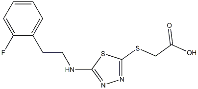 2-[(5-{[2-(2-fluorophenyl)ethyl]amino}-1,3,4-thiadiazol-2-yl)sulfanyl]acetic acid 구조식 이미지