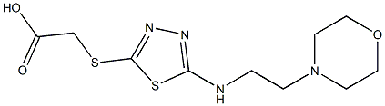 2-[(5-{[2-(morpholin-4-yl)ethyl]amino}-1,3,4-thiadiazol-2-yl)sulfanyl]acetic acid 구조식 이미지