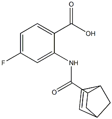 2-[(bicyclo[2.2.1]hept-5-en-2-ylcarbonyl)amino]-4-fluorobenzoic acid Structure