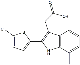 2-[2-(5-chlorothiophen-2-yl)-7-methyl-1H-indol-3-yl]acetic acid Structure
