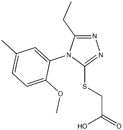 2-{[5-ethyl-4-(2-methoxy-5-methylphenyl)-4H-1,2,4-triazol-3-yl]sulfanyl}acetic acid 구조식 이미지