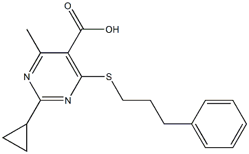 2-cyclopropyl-4-methyl-6-[(3-phenylpropyl)thio]pyrimidine-5-carboxylic acid Structure