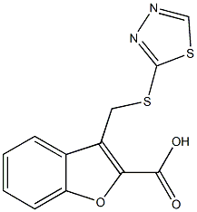 3-[(1,3,4-thiadiazol-2-ylsulfanyl)methyl]-1-benzofuran-2-carboxylic acid 구조식 이미지
