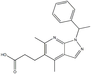 3-[4,6-dimethyl-1-(1-phenylethyl)-1H-pyrazolo[3,4-b]pyridin-5-yl]propanoic acid 구조식 이미지