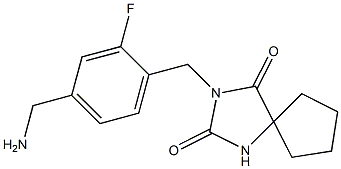 3-{[4-(aminomethyl)-2-fluorophenyl]methyl}-1,3-diazaspiro[4.4]nonane-2,4-dione 구조식 이미지