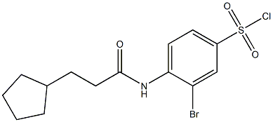 3-bromo-4-(3-cyclopentylpropanamido)benzene-1-sulfonyl chloride 구조식 이미지