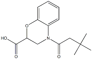 4-(3,3-dimethylbutanoyl)-3,4-dihydro-2H-1,4-benzoxazine-2-carboxylic acid Structure