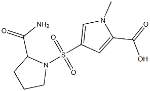 4-[(2-carbamoylpyrrolidine-1-)sulfonyl]-1-methyl-1H-pyrrole-2-carboxylic acid 구조식 이미지