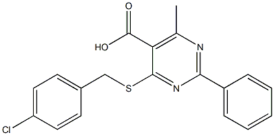 4-[(4-chlorobenzyl)thio]-6-methyl-2-phenylpyrimidine-5-carboxylic acid 구조식 이미지