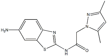 N-(6-amino-1,3-benzothiazol-2-yl)-2-(3,5-dimethyl-1H-pyrazol-1-yl)acetamide 구조식 이미지