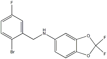 N-[(2-bromo-5-fluorophenyl)methyl]-2,2-difluoro-2H-1,3-benzodioxol-5-amine 구조식 이미지