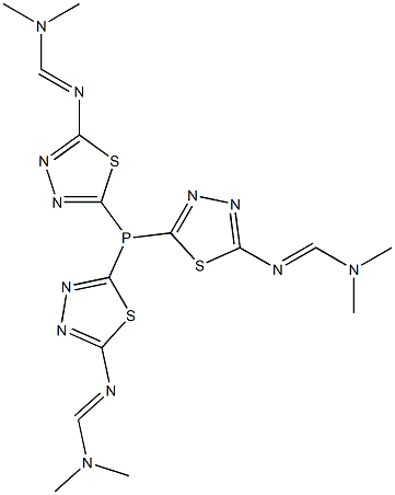 N'-{5-[bis(5-{[(1E)-(dimethylamino)methylene]amino}-1,3,4-thiadiazol-2-yl)phosphino]-1,3,4-thiadiazol-2-yl}-N-dimethylimidoformamide Structure