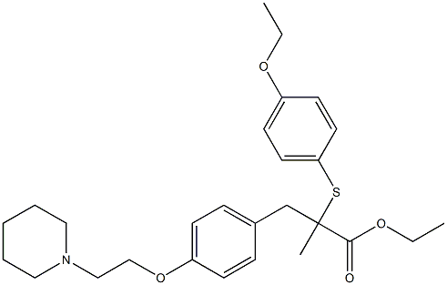 ETHYL 2-(4-ETHOXYPHENYLTHIO)-2-METHYL-3-(4-(2-(PIPERIDIN-1-YL)ETHOXY)PHENYL)PROPANOATE Structure