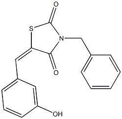 3-benzyl-5-(3-hydroxybenzylidene)-1,3-thiazolidine-2,4-dione 구조식 이미지