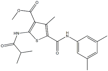 methyl 5-{[(3,5-dimethylphenyl)amino]carbonyl}-4-methyl-2-[(2-methylpropanoyl)amino]thiophene-3-carboxylate Structure