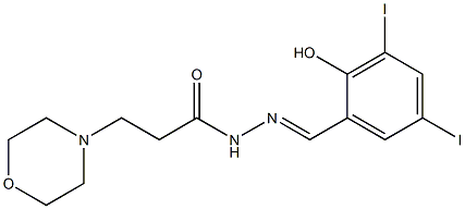 N'-(2-hydroxy-3,5-diiodobenzylidene)-3-(4-morpholinyl)propanohydrazide 구조식 이미지