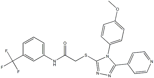 2-{[4-(4-methoxyphenyl)-5-(4-pyridinyl)-4H-1,2,4-triazol-3-yl]sulfanyl}-N-[3-(trifluoromethyl)phenyl]acetamide 구조식 이미지