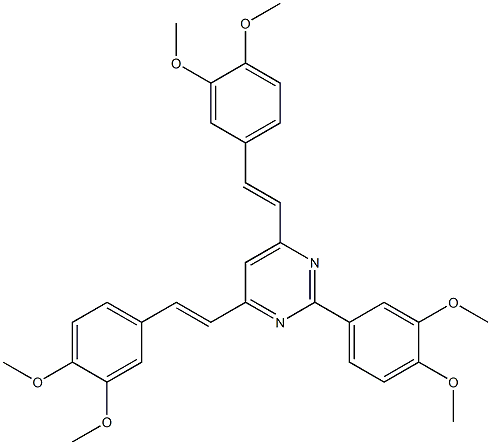 2-(3,4-dimethoxyphenyl)-4,6-bis[2-(3,4-dimethoxyphenyl)vinyl]pyrimidine Structure