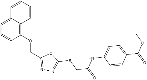 methyl 4-{[({5-[(1-naphthyloxy)methyl]-1,3,4-oxadiazol-2-yl}sulfanyl)acetyl]amino}benzoate 구조식 이미지