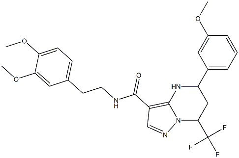 N-[2-(3,4-dimethoxyphenyl)ethyl]-5-(3-methoxyphenyl)-7-(trifluoromethyl)-4,5,6,7-tetrahydropyrazolo[1,5-a]pyrimidine-3-carboxamide 구조식 이미지