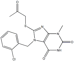 7-(2-chlorobenzyl)-3-methyl-8-[(2-oxopropyl)sulfanyl]-3,7-dihydro-1H-purine-2,6-dione Structure