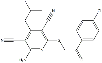 2-amino-6-{[2-(4-chlorophenyl)-2-oxoethyl]sulfanyl}-4-isobutyl-3,5-pyridinedicarbonitrile 구조식 이미지