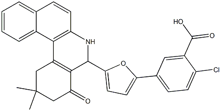 2-chloro-5-[5-(2,2-dimethyl-4-oxo-1,2,3,4,5,6-hexahydrobenzo[a]phenanthridin-5-yl)-2-furyl]benzoic acid 구조식 이미지