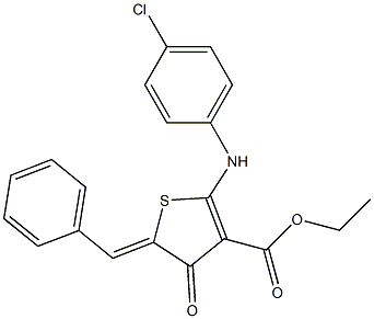 ethyl 5-benzylidene-2-(4-chloroanilino)-4-oxo-4,5-dihydro-3-thiophenecarboxylate Structure