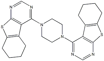 4-[4-(5,6,7,8-tetrahydro[1]benzothieno[2,3-d]pyrimidin-4-yl)-1-piperazinyl]-5,6,7,8-tetrahydro[1]benzothieno[2,3-d]pyrimidine 구조식 이미지