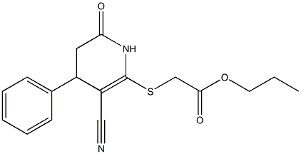 propyl [(3-cyano-6-oxo-4-phenyl-1,4,5,6-tetrahydro-2-pyridinyl)sulfanyl]acetate 구조식 이미지