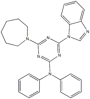 4-(1-azepanyl)-6-(1H-benzimidazol-1-yl)-N,N-diphenyl-1,3,5-triazin-2-amine Structure