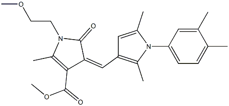 methyl 4-{[1-(3,4-dimethylphenyl)-2,5-dimethyl-1H-pyrrol-3-yl]methylene}-1-(2-methoxyethyl)-2-methyl-5-oxo-4,5-dihydro-1H-pyrrole-3-carboxylate 구조식 이미지