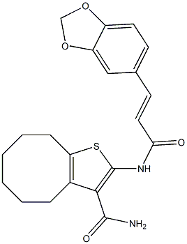 2-{[3-(1,3-benzodioxol-5-yl)acryloyl]amino}-4,5,6,7,8,9-hexahydrocycloocta[b]thiophene-3-carboxamide 구조식 이미지