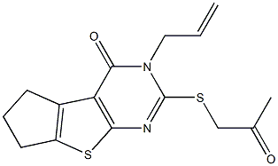 3-allyl-2-[(2-oxopropyl)sulfanyl]-3,5,6,7-tetrahydro-4H-cyclopenta[4,5]thieno[2,3-d]pyrimidin-4-one 구조식 이미지