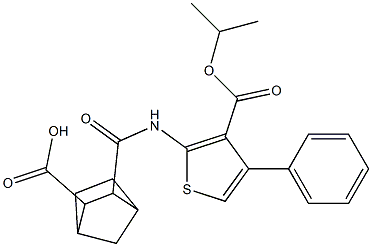 3-({[3-(isopropoxycarbonyl)-4-phenyl-2-thienyl]amino}carbonyl)bicyclo[2.2.1]heptane-2-carboxylic acid Structure