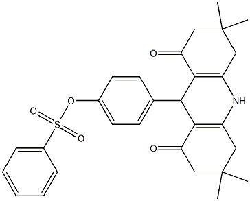 4-(3,3,6,6-tetramethyl-1,8-dioxo-1,2,3,4,5,6,7,8,9,10-decahydro-9-acridinyl)phenyl benzenesulfonate 구조식 이미지