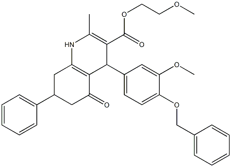 2-methoxyethyl 4-[4-(benzyloxy)-3-methoxyphenyl]-2-methyl-5-oxo-7-phenyl-1,4,5,6,7,8-hexahydro-3-quinolinecarboxylate 구조식 이미지