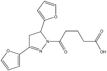 5-[3,5-di(2-furyl)-4,5-dihydro-1H-pyrazol-1-yl]-5-oxopentanoic acid Structure