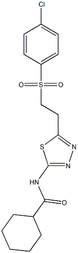 N-(5-{2-[(4-chlorophenyl)sulfonyl]ethyl}-1,3,4-thiadiazol-2-yl)cyclohexanecarboxamide 구조식 이미지