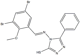 4-[(3,5-dibromo-2-methoxybenzylidene)amino]-5-phenyl-4H-1,2,4-triazol-3-yl hydrosulfide Structure