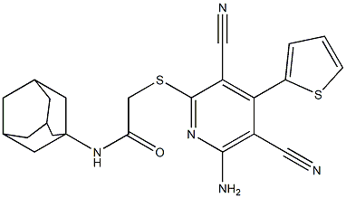 N-(1-adamantyl)-2-{[6-amino-3,5-dicyano-4-(2-thienyl)-2-pyridinyl]sulfanyl}acetamide Structure
