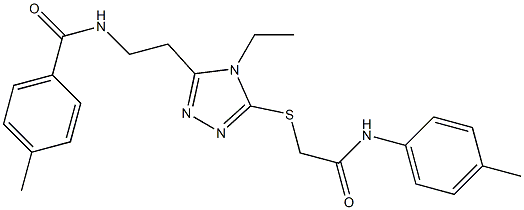 N-[2-(4-ethyl-5-{[2-oxo-2-(4-toluidino)ethyl]sulfanyl}-4H-1,2,4-triazol-3-yl)ethyl]-4-methylbenzamide 구조식 이미지